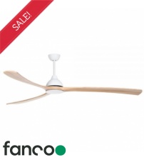 Fanco Sanctuary 3 Blade 92" DC Ceiling Fan with Remote Control in White with Natural Blades
